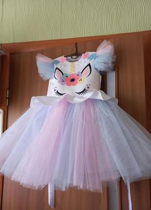 Единорожка детское платье для девочки на праздники день рождения1 фото