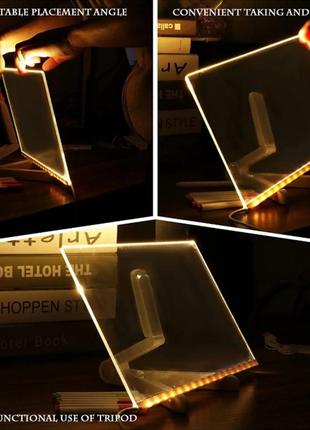Світлодіодний нічник led дошка планер для малювання 7 кольорів маркерів usb світильник 30*20 см 3d7 фото