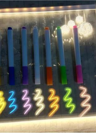 Світлодіодний нічник led дошка планер для малювання 7 кольорів маркерів usb світильник 30*20 см 3d6 фото