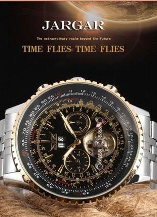 Часы механические  jaragar luxury, мужские, с автоподзаводом, lux, показывают дату, луну, сталь,  d c1 фото