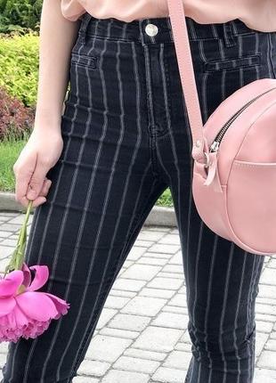 Кожаная сумка через плечо - женская розовая круглая сумка ( pink)4 фото