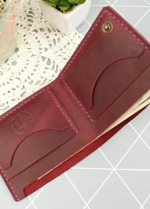 Шкіряний гаманець бордового кольору. жіночий гаманець4 фото