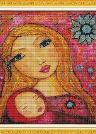 Набір для вишивання за нанесеною на канву схемою "watercolor painting of mother ". aida 14ct printed 36*36 см