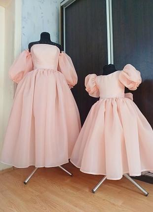 Мама + дочка платья в стиле фемели лук