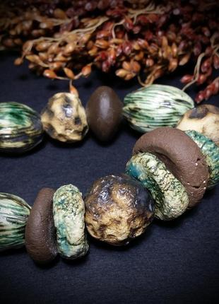 Ожерелье восточные специи из керамики ручной работы2 фото