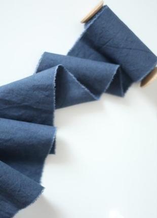 Бавовняна стрічка ручного фарбування для оформлення, декору (navy blue)8 фото