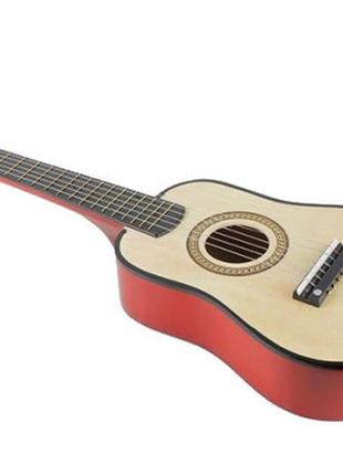 Іграшкова гітара з медіатором m 1 369 дерев'яна  (натуральний)1 фото