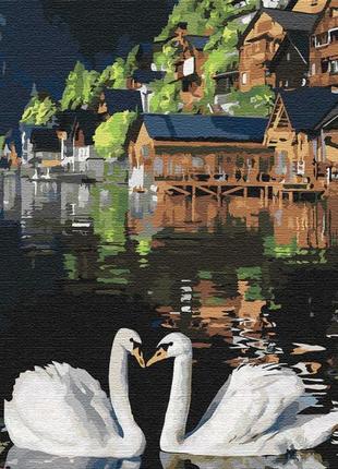 Набор для росписи по номерам картина на холсте раскраска лебеди