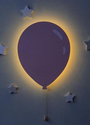 Настенный ночник воздушный шар. детский беспроводной светильник на аккумуляторе. led светильник
