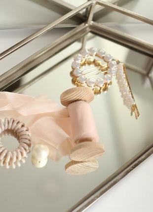 Батистова стрічка для весільного букету, декору (cream blush)3 фото