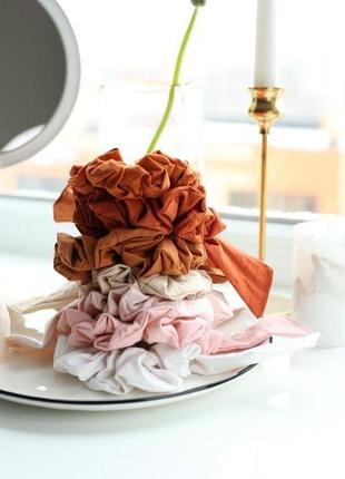 Резинка ручной работы из 100% хлопка для волос (dusty rose)5 фото