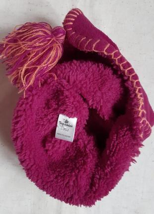 Рожева флісова шапка з вушками на хутрі з пензликами topolino німеччина розмір 50-524 фото