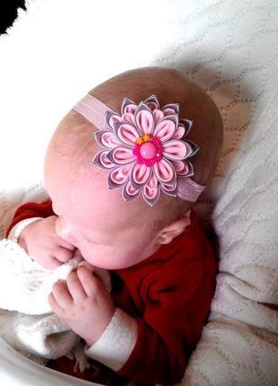 Набор розовых повязок для девочки подарок на годик для малышки красивые цветочные повязки на голову9 фото