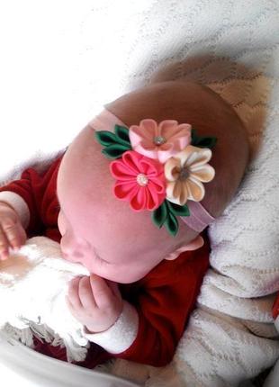 Набір рожевих пов'язок для дівчинки подарунок на рік для малятка красиві квіткові пов'язки на голову10 фото