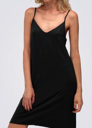 Платье комбинация шелковое, черное1 фото