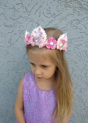 Розовая корона русалки для фотосессии ободок тиара на голову обруч для волос подарок девочке7 фото