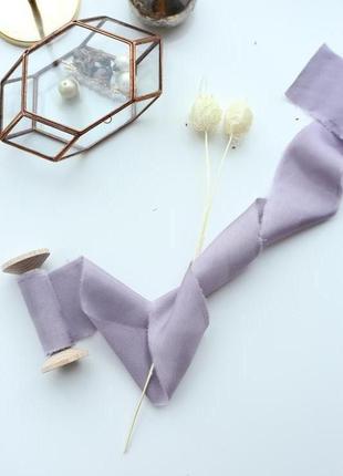 Шелковые ленты ручного окрашивания для свадебного декора и оформления (wisteria)6 фото