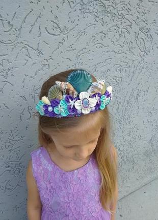Корона русалочки для дівчинки на фотосесію обруч для волосся в подарунок обідок до костюма русалки9 фото