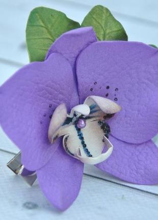 Шпильки білі орхідеї фіолетові