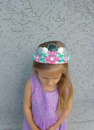 Ободок к костюму русалки корона русалочки для девочки на фотосессию обруч для волос в подарок8 фото