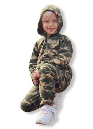 Зимний флисовый костюм детский пиксель размер (98 см)