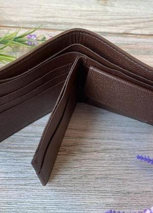Портмоне кошелек темно- коричневый на 8 отделов мужской маленький бумажник "лев" ручная работа нату3 фото