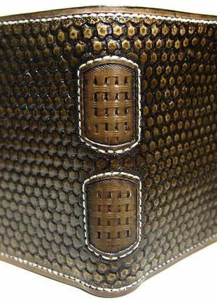 Кожаное портмоне, мужское портмоне с тиснением, коричневый кошелек6 фото