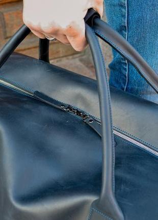 Темно-синяя дорожная сумка, кожаная спортивная сумка5 фото