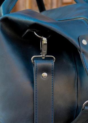 Темно-синя дорожня сумка, спортивна сумка шкіряна4 фото