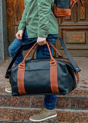 Коричневая дорожная сумка, спортивная мужская сумка из винтажной кожи7 фото