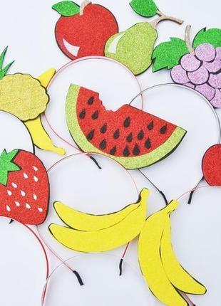 Обручи детские с фруктами для тематического праздника в тропическом стиле1 фото