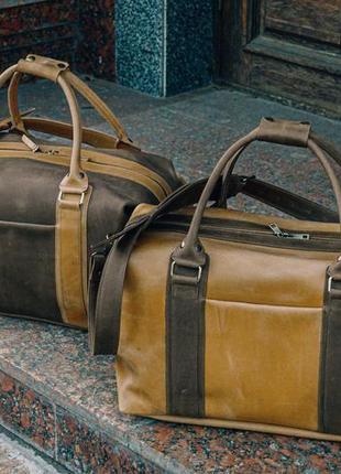 Спортивная кожаная сумка. дорожная сумка из кожи crazy horse