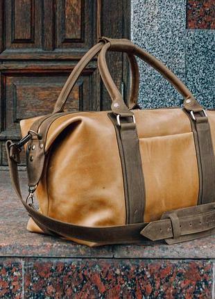 Спортивная кожаная сумка. дорожная сумка из кожи crazy horse
