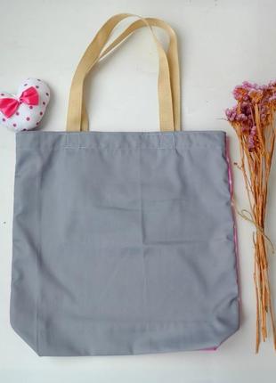 Еко сумка для покупок рожева/горошок, тканинна сумка пакет, еко-торба, шоппер5 фото