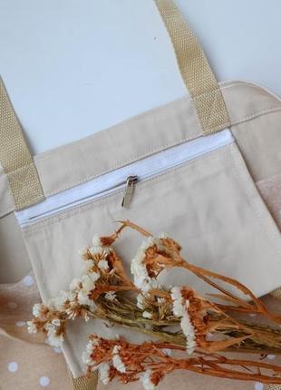Еко сумка для покупок ,бежева/горошок,сумка-пакет, еко-торба, шоппер5 фото
