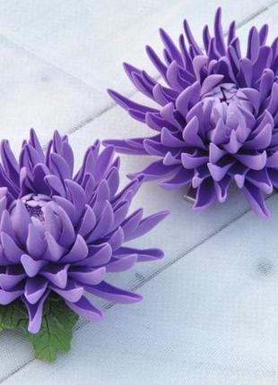 Заколки фиолетовые хризантемы заколки для девочки в школу4 фото