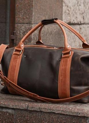 Коричневая кожаная спортивная сумка, дорожная сумка из винтажной кожи3 фото
