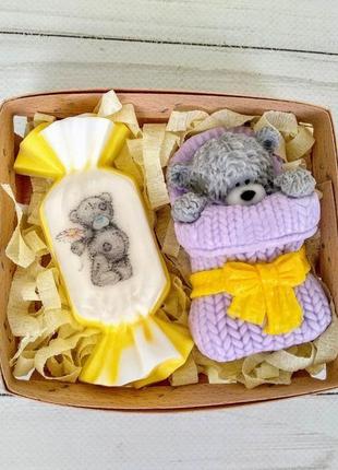Сувенирное мыло, набор "мишка тедди с конфеткой"