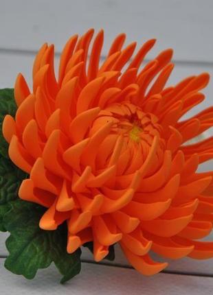 Оранжевая хризантема осенняя заколка заколка цветочная для девочки
