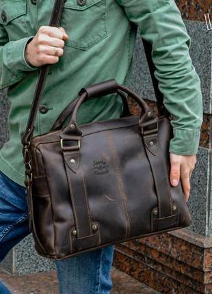 Кожаный портфель для ноутбка, мужская кожаная сумка зеленая8 фото
