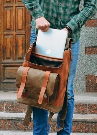 Городской кожаный рюкзак для ноутбука, мужской рюкзак7 фото