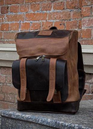 Міський шкіряний рюкзак для ноутбука, чоловічий рюкзак6 фото