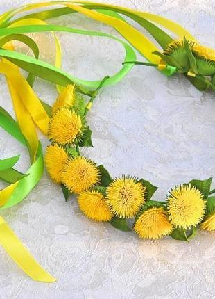 Венок с одуванчиков для девочки весенний веночек