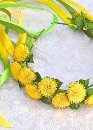 Венок с одуванчиков для девочки весенний веночек
