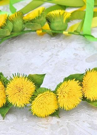 Венок с одуванчиков для девочки весенний веночек