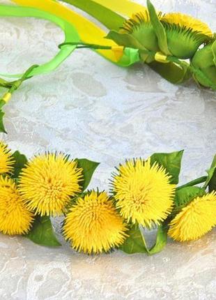 Венок с одуванчиков для девочки весенний веночек