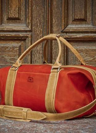 Красная спортивная сумка, кожаная дорожная сумка мужская1 фото