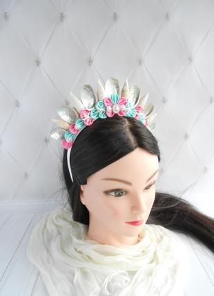Корона русалки аксессуар для фотосессии обруч в морском стиле украшение на голову...
