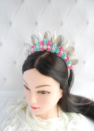 Корона русалки аксессуар для фотосессии обруч в морском стиле украшение на голову...