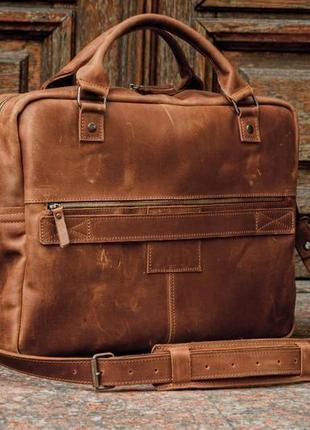 Мужская деловая сумка, деловой кожаный портфель для бумаг и ноутбука4 фото